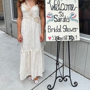 Lulu’s Ruffled Ivory Maxi Dress